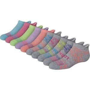 New 10 Pack Hanes Girls Small No Show Fit Heel Shield Assorted Socks